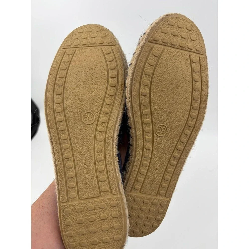 Verbenas Carmen Serraje Suede Leather Flat Espadrilles Navy Shoes,Women 39 (8.5)